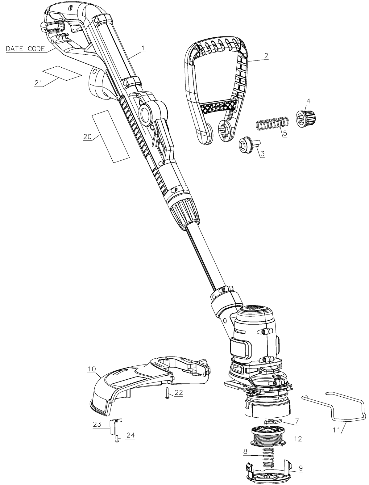 Default Diagram and Parts List for ST8600 Type 1 Black and Decker Trimmer